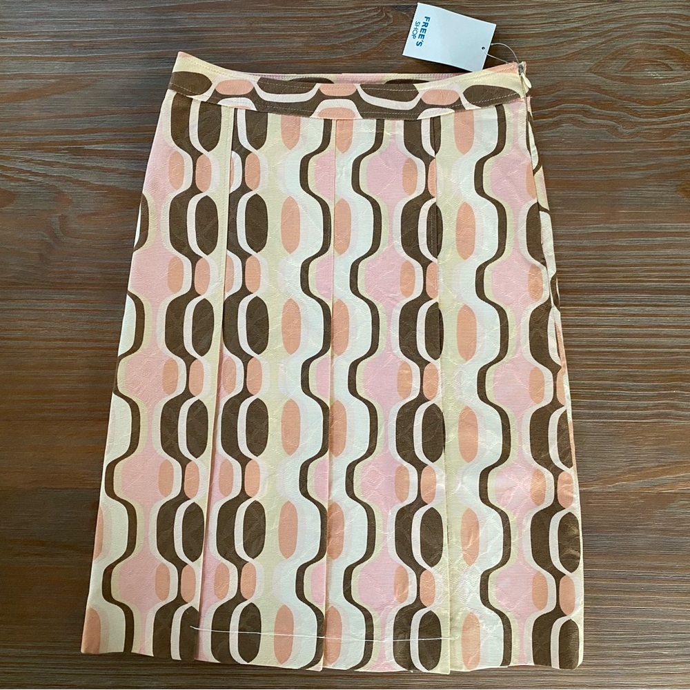 NWT Retro Geometric Pattern Pleated Skirt